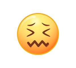 Sad face emoji distraught vector illustration. Confounded face emoji icon. Sad, popular element representing confusion