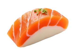 A single piece of sushi topped with a sprig of parsley