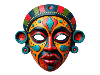 A colorful mask on a white background