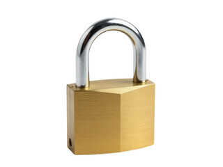Naklejka premium A close-up of a golden padlock with a silver handle, ideal for use in decorative or symbolic contexts
