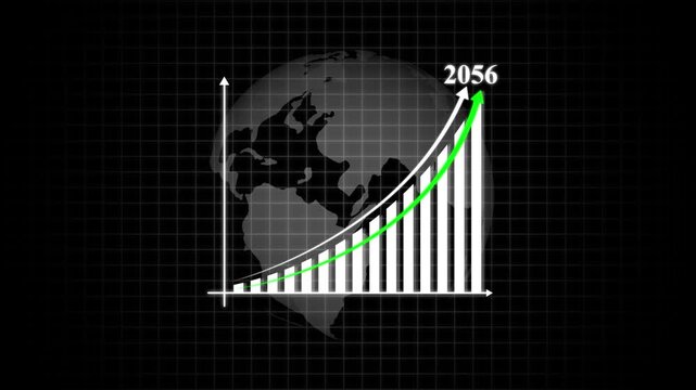 Global Financial Growth Chart 2056 Upward Trend graph&ndash; Business Growth and New Year Target Achievement Concept