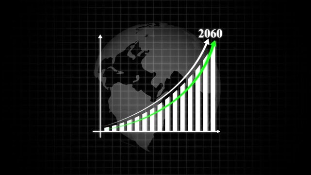 Global Growth Chart 2060 Upward Trend graph business&ndash; Business Growth and New Year Target Achievement Concept