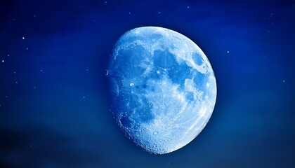 Crescent Moon Glows Against A Dark Blue Sky