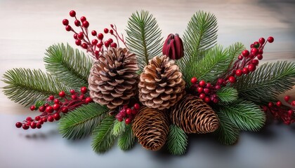 A Festive Winter Centerpiece With Pine Cones Red Berries