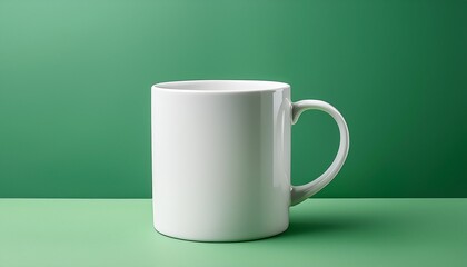 Clean Product Mockup Of A Plain White Ceramic Mug Presented On A Solid Light Pastel Green Background