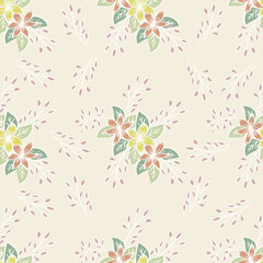 Seamless pattern with decorative flowers and leaves. Vintage style. Vector illustration.