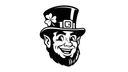 Festive Leprechaun Cartoon Illustration with Top Hat and Shamrock