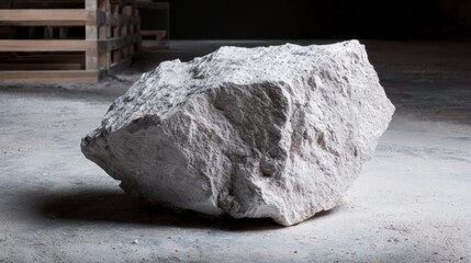 Large white stone displayed on industrial background for product design texture and architectural branding photography inspiration
