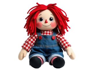 A young girl with bright red hair and worn out overalls, a nostalgic and vintage-inspired image