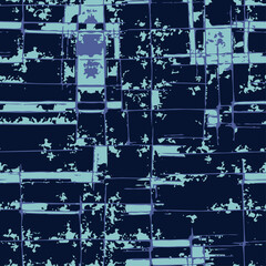 Full Seamless cyber tile grid pattern. Dark blocks print background with glitch urban texture. Futuristic surface for streetwear, posters, wallpaper, fabric, branding.