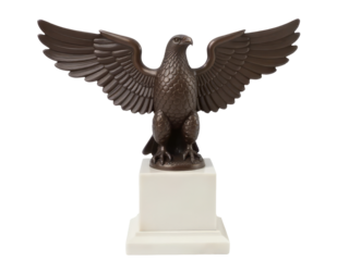 A majestic eagle perched on a pedestal, symbolizing strength and freedom
