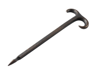 A close-up shot of a hammer with a long handle on a white background, ideal for use in DIY tutorials or product photography