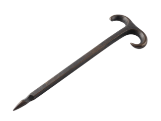 A close-up shot of a hammer with a long handle on a white background, ideal for use in DIY tutorials or product photography