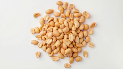 Video A pile of peanuts on a white surface, perfect for food or product 