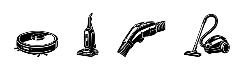 Naklejka premium Vacuum cleaner collection, flat vector illustration, appliances, household tools