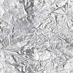 Full Seamless metallic foil pattern. Crumpled abstract shapes print background with silver shine texture. Luxury surface for fashion fabric, wallpaper, packaging and branding.