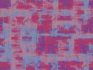 Full Seamless bold grunge plaid pattern with noisy blocks for artistic print background. Scraped paint texture. Fashion textile for women dress, streetwear, wallpaper, and craft.