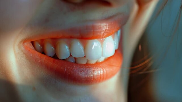 Video A detailed view of a person's mouth showing a missing tooth, ideal for s and stories about imperfection or personal struggles