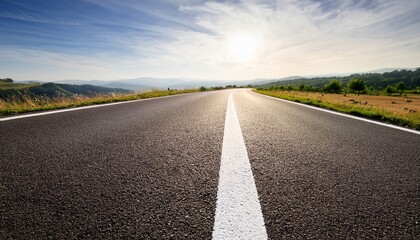 Asphalt Road With White Line Marking