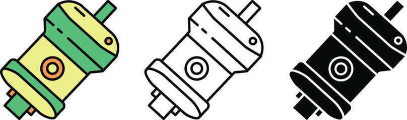 Three skateboard wheels with green yellow and black colors isolated on white background © SHAHIN