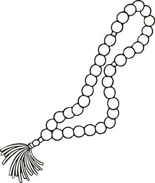 Hand drawn vector illustration of Islamic prayer beads tasbih for Ramadan. known as Tasbih or Misbah. Ideal for Ramadan Kareem,Eid Al-Fitr, Eid Al-Adha greeting cards, as well as religious educational