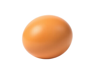 A single orange egg sitting on a clean white surface