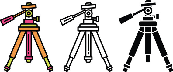 Three Telescopes on Tripods with Different Colors and Styles astronomy observation black