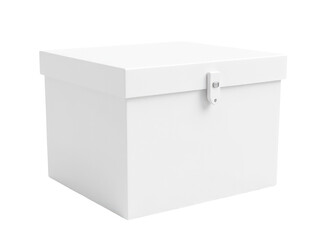 A close-up of a white box with a latch, often used in storage or security applications