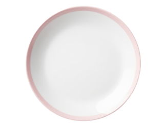 A single serving plate with a pink rim on a white background, perfect for photography or graphic design