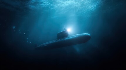 Fototapeta premium Submarine glows underwater for New Year