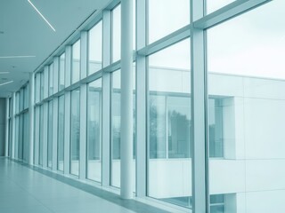 Obraz premium Modern office building interior with large windows