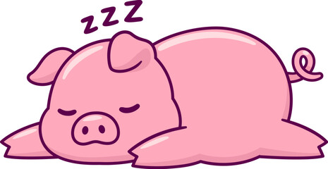 Cute cartoon sleeping pig vector illustration. Mal de puerco (Spanish for "pig's curse").