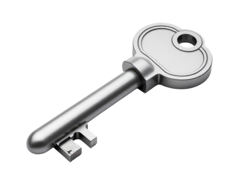 A metal key with a hole in the middle, suitable for various uses such as decoration or locking mechanisms - Powered by Adobe