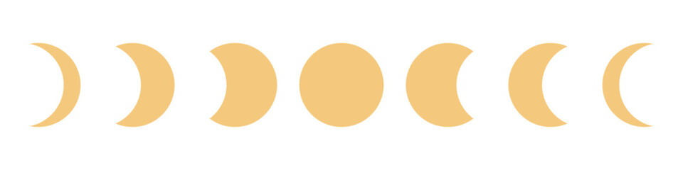 Crescent icon set. Moon phases symbol vector illustration