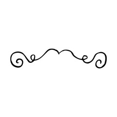 Hand Drawn Ornate Divider. Minimalist Vintage Scroll Flourish Line Art Vector