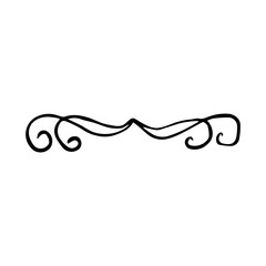Hand Drawn Ornate Divider. Minimalist Vintage Scroll Flourish Line Art Vector