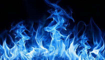 Perfect Blue Fire On Black Background