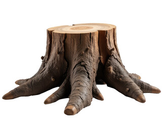 A close-up of a tree stump with a bird perched on its feet, showcasing natural beauty and wildlife coexistence