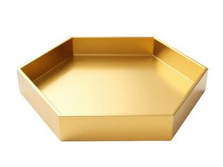 A golden hexagonal box sits on a clean white surface, ready for use or display