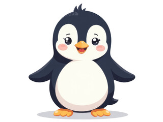 A happy cartoon penguin stands and smiles, perfect for children's illustrations or animations