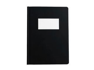 A black notebook open to a blank page, perfect for writing notes or ideas