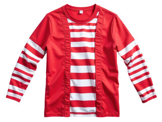 A young boy wearing a classic red and white striped shirt