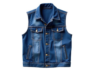 A denim vest with buttoned front, perfect for casual wear or fashion shots