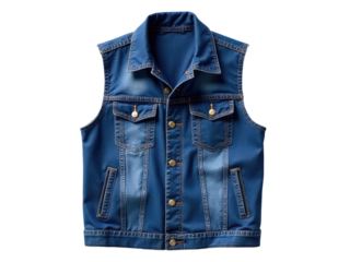 A denim vest with buttoned front, perfect for casual wear or fashion shots
