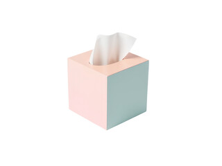 A standard tissue box with a single tissue on top, perfect for use in offices, homes or public spaces