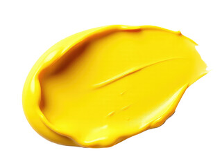 A close-up view of a bright yellow substance on a white surface, possibly a chemical or food sample