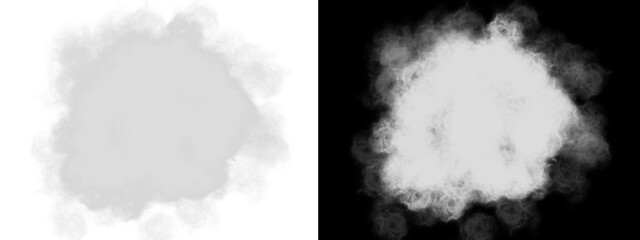 White Smoke Explosion Cloud and Powder Blast Isolated on Transparent Background