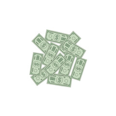 Fototapeta premium Top View of Scattered Green Banknotes