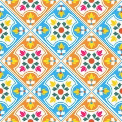 Seamless patchwork pattern. Vintage motif background. Used for ceramic tile, wallpaper, linoleum, textile, web page background.