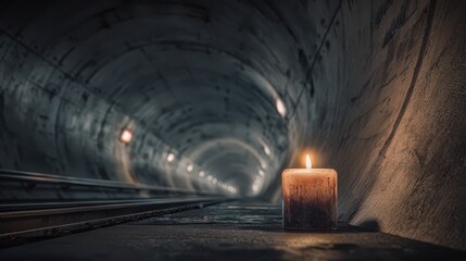 Candle lights up metro tunnel for New Year